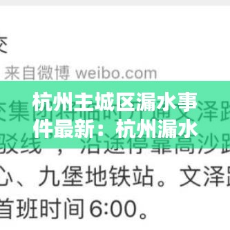 杭州主城区漏水事件最新：杭州漏水检测机构 