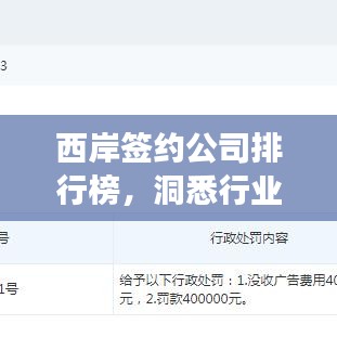 西岸签约公司排行榜,洞悉行业趋势与竞争格局揭秘