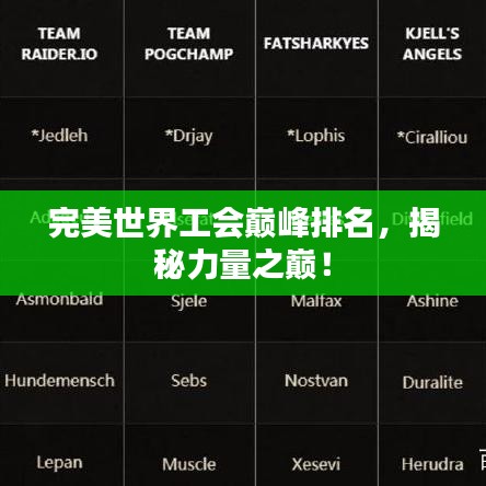完美世界工会巅峰排名,揭秘力量之巅!