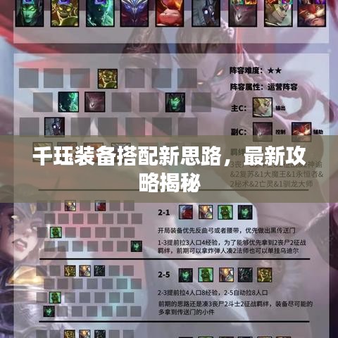 千珏装备搭配新思路,最新攻略揭秘