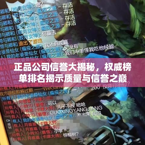 正品公司信誉大揭秘,权威榜单排名揭示质量与信誉之巅